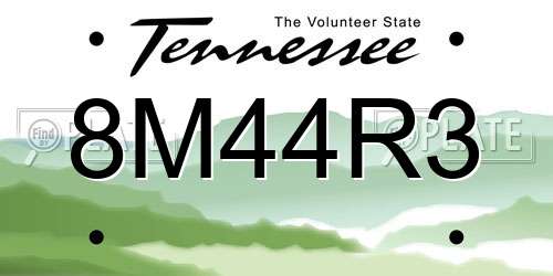 8M44R3 Tennessee License Plate