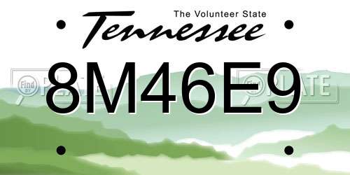 8M46E9 Tennessee License Plate