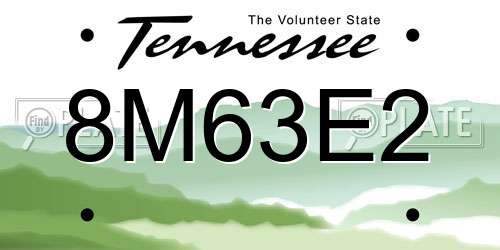 8M63E2 Tennessee License Plate