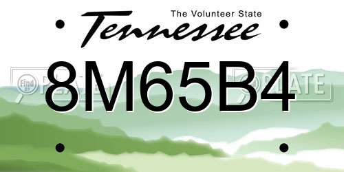 8M65B4 Tennessee License Plate