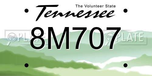 8M707 Tennessee License Plate