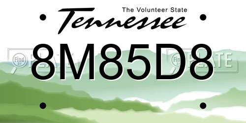 8M85D8 Tennessee License Plate