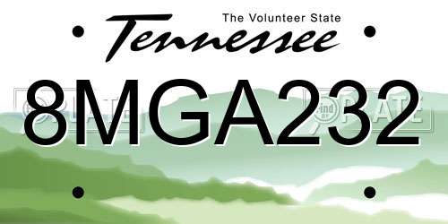 8MGA232 Tennessee License Plate