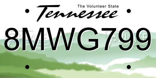 8MWG799 Tennessee License Plate