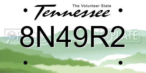 8N49R2 Tennessee License Plate
