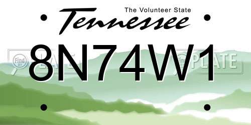 8N74W1 Tennessee License Plate