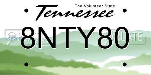 8NTY80 Tennessee License Plate
