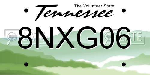 8NXG06 Tennessee License Plate