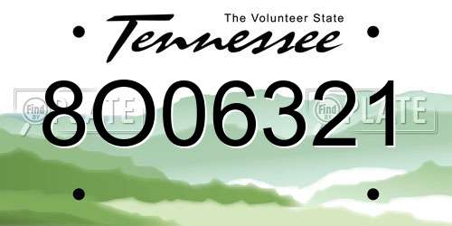 8O06321 Tennessee License Plate