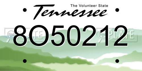 8O50212 Tennessee License Plate