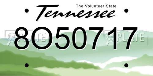 8O50717 Tennessee License Plate
