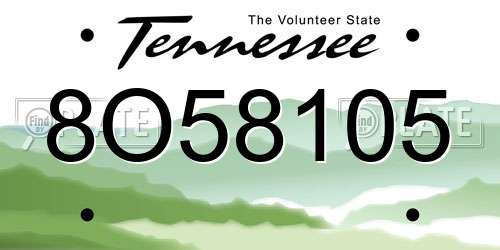 8O58105 Tennessee License Plate