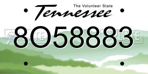 8O58883 Tennessee License Plate