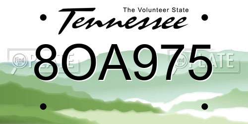 8OA975 Tennessee License Plate