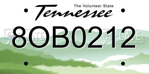 8OB0212 Tennessee License Plate