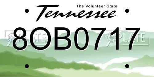 8OB0717 Tennessee License Plate