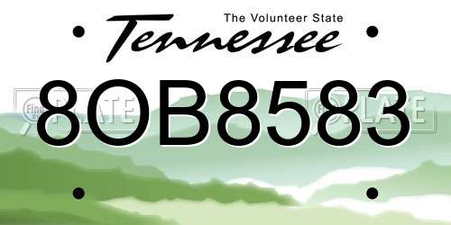 8OB8583 Tennessee License Plate