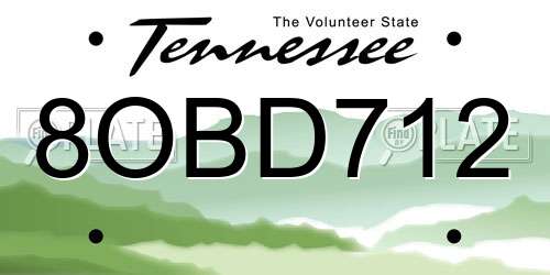 8OBD712 Tennessee License Plate