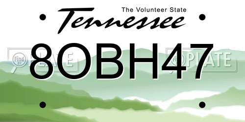8OBH47 Tennessee License Plate