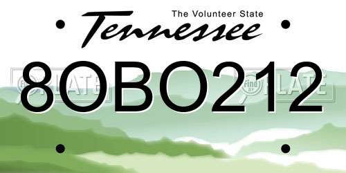 8OBO212 Tennessee License Plate
