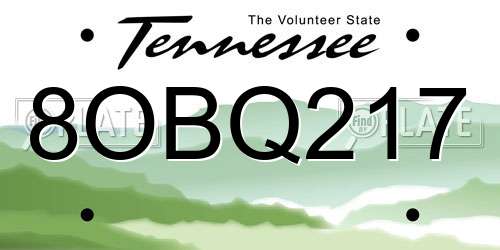 8OBQ217 Tennessee License Plate