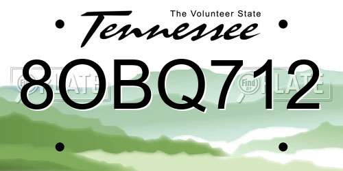 8OBQ712 Tennessee License Plate