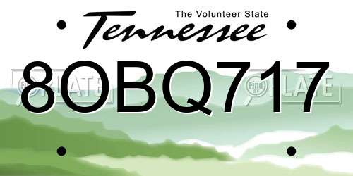 8OBQ717 Tennessee License Plate