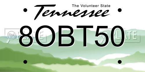 8OBT50 Tennessee License Plate