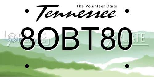 8OBT80 Tennessee License Plate