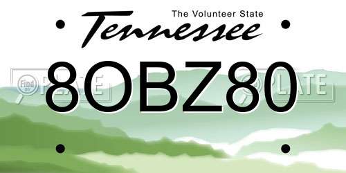 8OBZ80 Tennessee License Plate