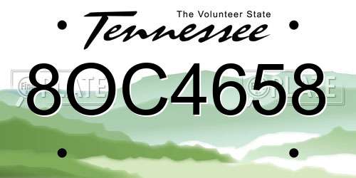 8OC4658 Tennessee License Plate