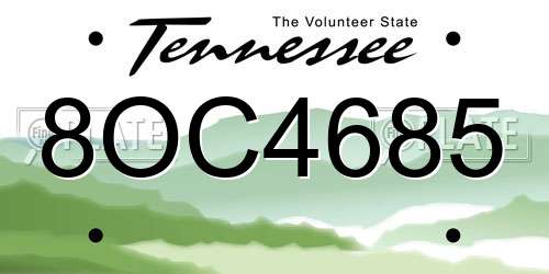 8OC4685 Tennessee License Plate