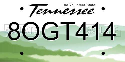 8OGT414 Tennessee License Plate