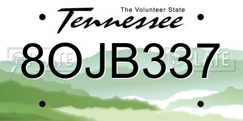 8OJB337 Tennessee License Plate