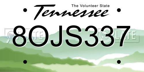 8OJS337 Tennessee License Plate