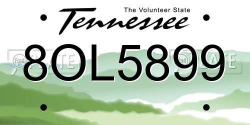 8OL5899 Tennessee License Plate