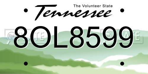 8OL8599 Tennessee License Plate