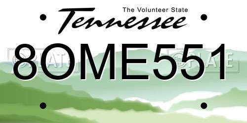 8OME551 Tennessee License Plate