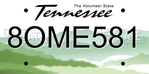8OME581 Tennessee License Plate