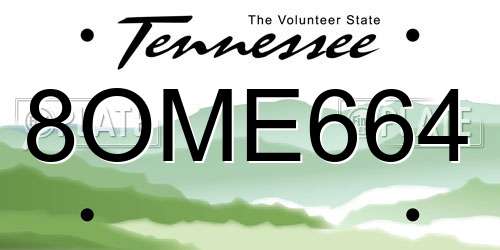 8OME664 Tennessee License Plate