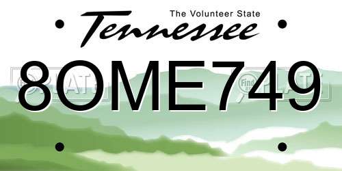 8OME749 Tennessee License Plate