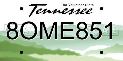 8OME851 Tennessee License Plate