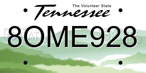 8OME928 Tennessee License Plate
