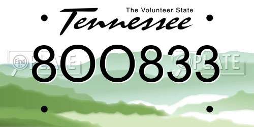 8OO833 Tennessee License Plate