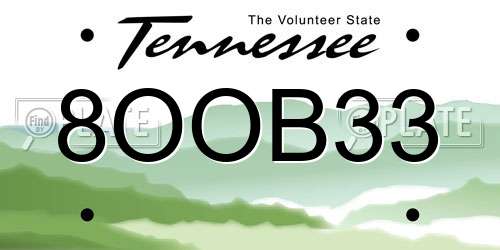 8OOB33 Tennessee License Plate