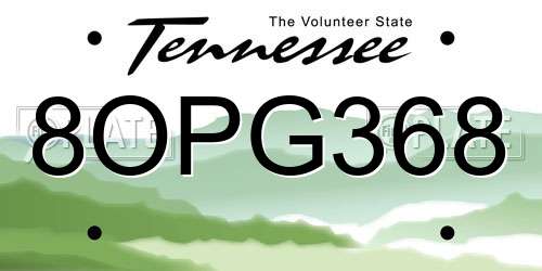 8OPG368 Tennessee License Plate