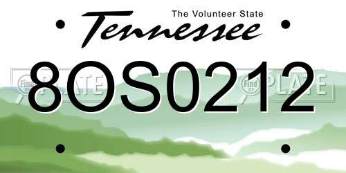 8OS0212 Tennessee License Plate
