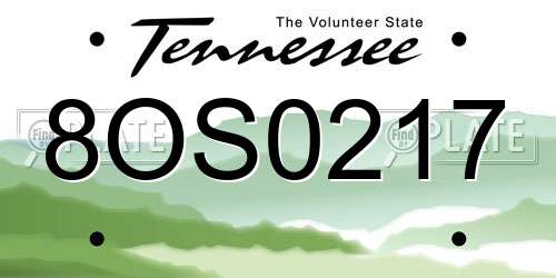 8OS0217 Tennessee License Plate