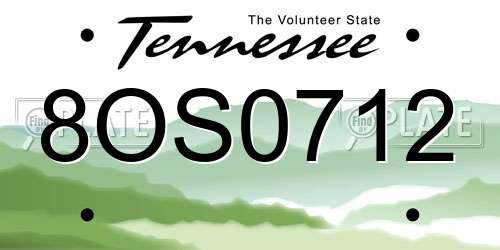 8OS0712 Tennessee License Plate