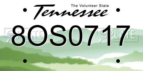 8OS0717 Tennessee License Plate